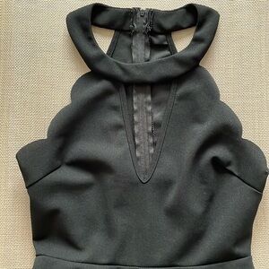 Halter scalloped black romper